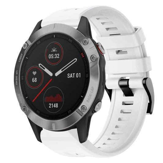 Bracelet de montre en silicone de couleur unie avec boucle en métal, For Garmin Fenix 6 GPS, For Garmin Fenix 6 Pro GPS, For Garmin Fenix 6 Sapphire GPS, For Garmin Fenix 5, For Garmin Fenix 5 plus, For Garmin Quatix 5, For Garmin Quatix 5 Sapphire