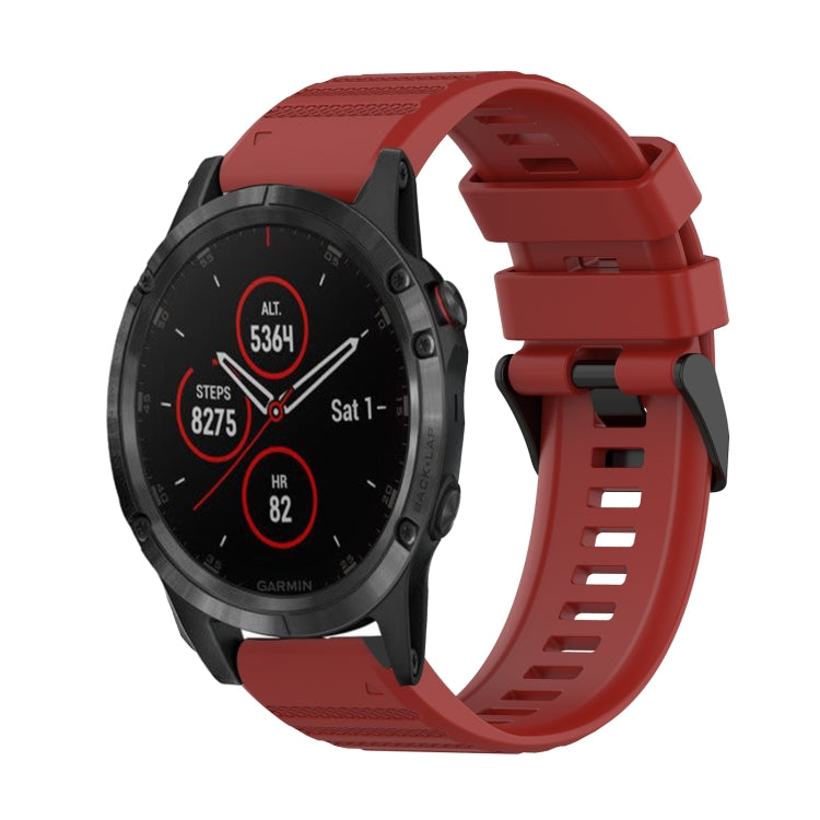 Bracelet de montre en silicone à texture horizontale de 22 mm avec outil de retrait, For Garmin Fenix 6 Sapphire GPS, For Garmin Fenix 5, For Garmin Fenix 5 Plus, For Garmin Quatix 5, For Garmin Quatix 5 Sapphire, For Garmin Forerunner 955             ...