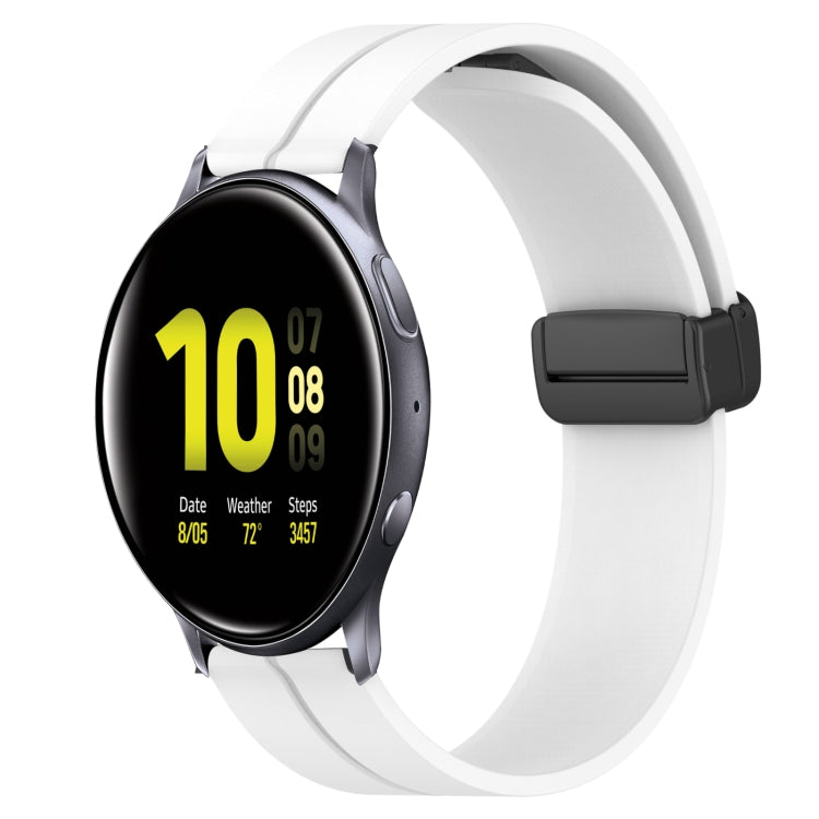 Bracelet de montre en silicone à fermoir magnétique de couleur unie de 20 mm, For Samsung  Galaxy Watch4 Classic 46mm, For Samsung Galaxy Watch Active2 40mm, For Samsung Galaxy Watch Active2 44mm, For Samsung Galaxy Watch 42mm