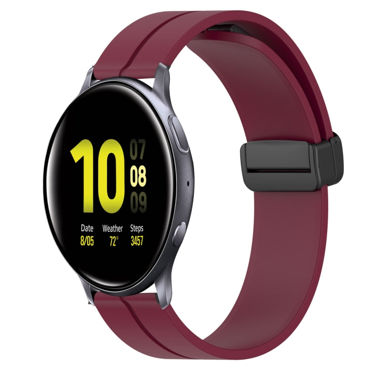 Bracelet de montre en silicone à fermoir magnétique de couleur unie de 20 mm, For Samsung  Galaxy Watch4 Classic 46mm, For Samsung Galaxy Watch Active2 40mm, For Samsung Galaxy Watch Active2 44mm, For Samsung Galaxy Watch 42mm