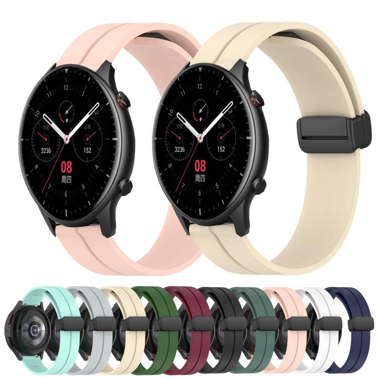 Bracelet de montre en silicone à fermoir magnétique de couleur unie de 22 mm, For Amazfit GTR 4, For Amazfit GTR 3, For Amazfit GTR 3 Pro, For Amazfit GTR 2e, For Amazfit GTR 2, For Amazfit 3