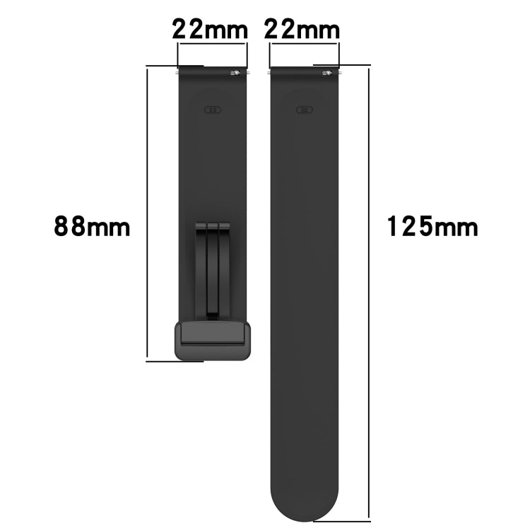 Bracelet de montre en silicone à fermoir magnétique de couleur unie de 22 mm, For Amazfit GTR 4, For Amazfit GTR 3, For Amazfit GTR 3 Pro, For Amazfit GTR 2e, For Amazfit GTR 2, For Amazfit 3