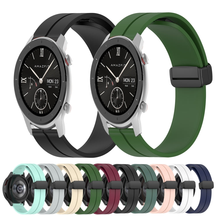 Bracelet de montre en silicone à fermoir magnétique de couleur unie de 22 mm, For Amazfit GTR 47mm