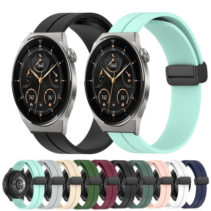 Bracelet de montre en silicone à fermoir magnétique de couleur unie de 22 mm, For Huawei Watch GT3 Pro 46mm, For Huawei Watch GT3 46mm, For Huawei Watch GT Runner, For Huawei Watch 3, For Huawei Watch 3 Pro, For Huawei GT2 Pro