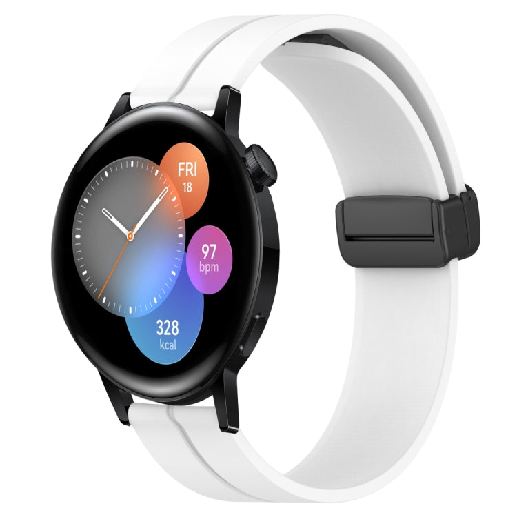 Bracelet de montre en silicone à fermoir magnétique de couleur unie de 22 mm, For Huawei Watch GT3 Pro 46mm, For Huawei Watch GT3 46mm, For Huawei Watch GT Runner, For Huawei Watch 3, For Huawei Watch 3 Pro, For Huawei GT2 Pro