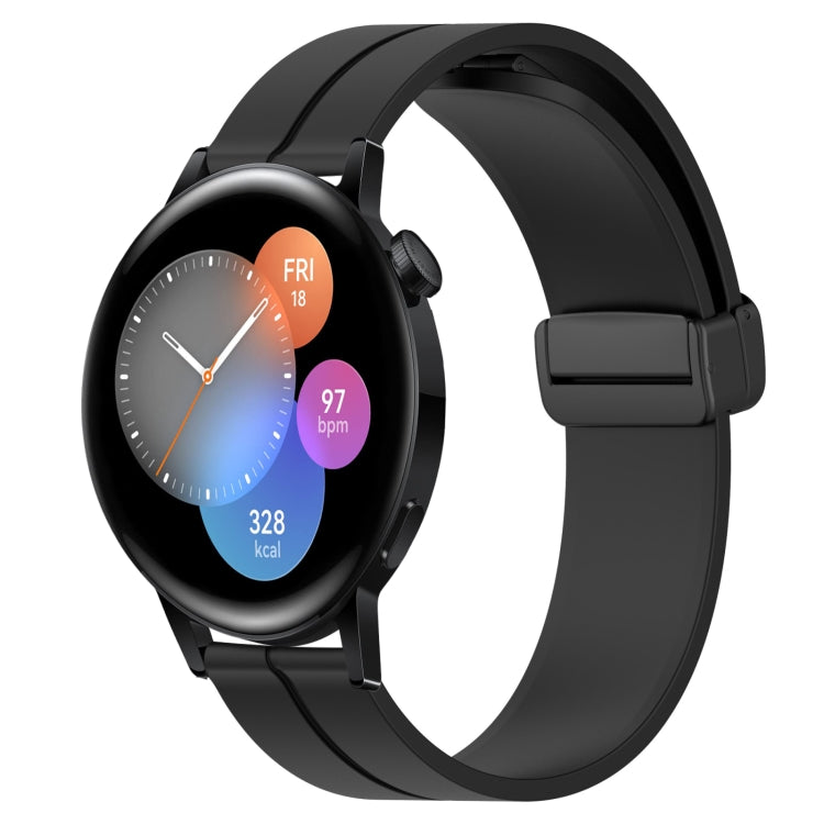 Bracelet de montre en silicone à fermoir magnétique de couleur unie de 22 mm, For Huawei Watch GT3 Pro 46mm, For Huawei Watch GT3 46mm, For Huawei Watch GT Runner, For Huawei Watch 3, For Huawei Watch 3 Pro, For Huawei GT2 Pro