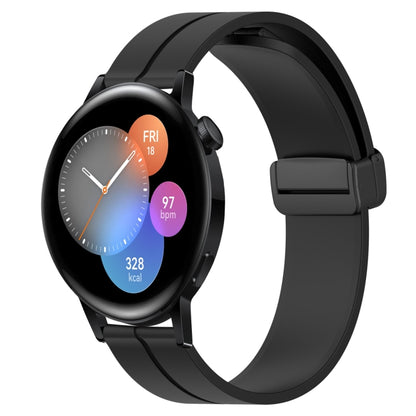 Bracelet de montre en silicone à fermoir magnétique de couleur unie de 22 mm, For Huawei Watch GT3 Pro 46mm, For Huawei Watch GT3 46mm, For Huawei Watch GT Runner, For Huawei Watch 3, For Huawei Watch 3 Pro, For Huawei GT2 Pro