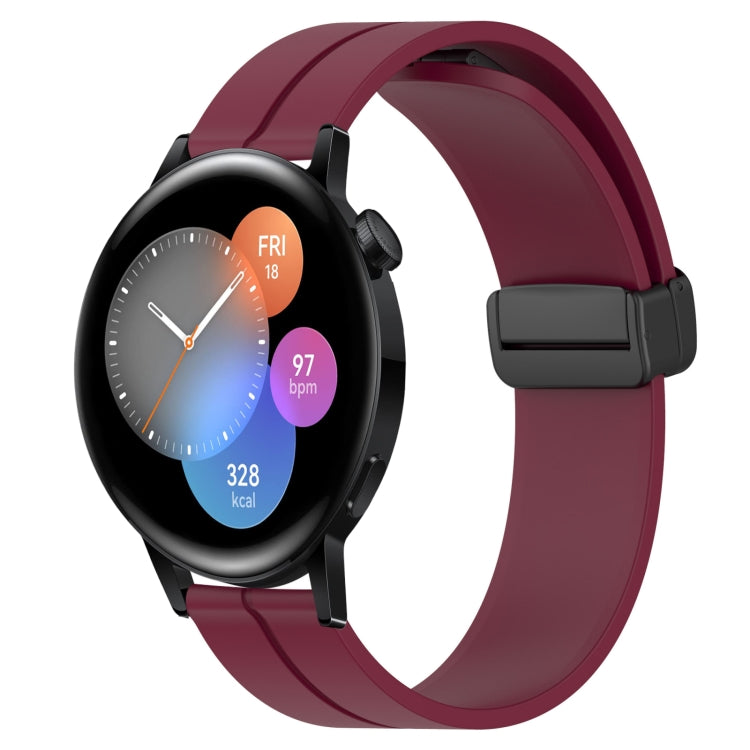 Bracelet de montre en silicone à fermoir magnétique de couleur unie de 22 mm, For Huawei Watch GT3 Pro 46mm, For Huawei Watch GT3 46mm, For Huawei Watch GT Runner, For Huawei Watch 3, For Huawei Watch 3 Pro, For Huawei GT2 Pro