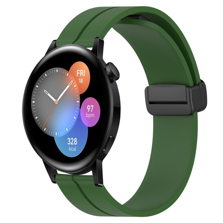 Bracelet de montre en silicone à fermoir magnétique de couleur unie de 22 mm, For Huawei Watch GT3 Pro 46mm, For Huawei Watch GT3 46mm, For Huawei Watch GT Runner, For Huawei Watch 3, For Huawei Watch 3 Pro, For Huawei GT2 Pro
