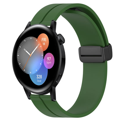 Bracelet de montre en silicone à fermoir magnétique de couleur unie de 22 mm, For Huawei Watch GT3 Pro 46mm, For Huawei Watch GT3 46mm, For Huawei Watch GT Runner, For Huawei Watch 3, For Huawei Watch 3 Pro, For Huawei GT2 Pro