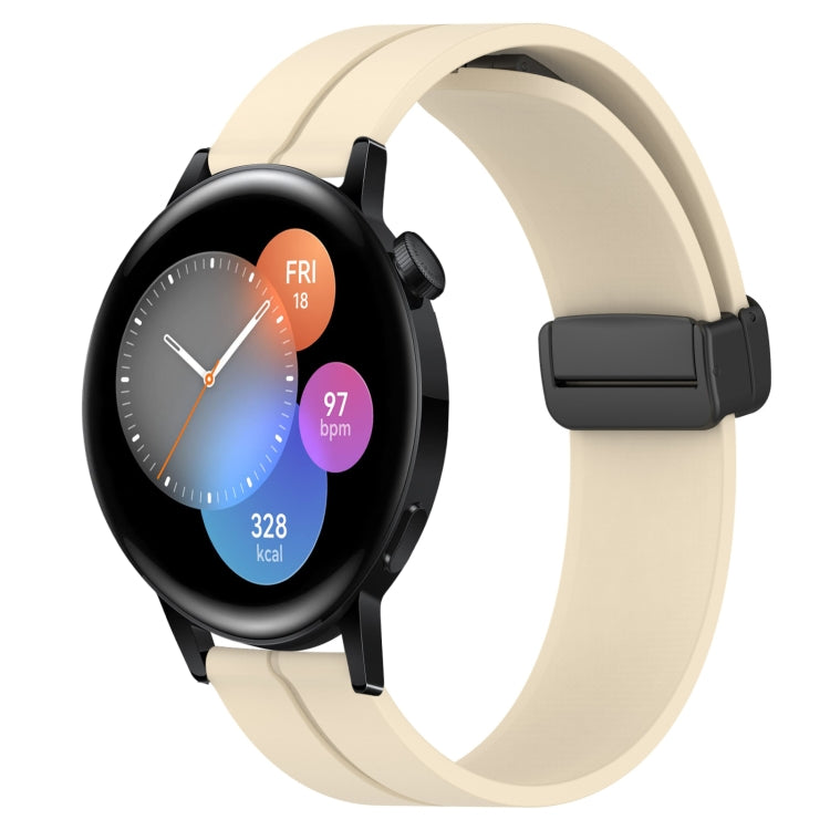 Bracelet de montre en silicone à fermoir magnétique de couleur unie de 22 mm, For Huawei Watch GT3 Pro 46mm, For Huawei Watch GT3 46mm, For Huawei Watch GT Runner, For Huawei Watch 3, For Huawei Watch 3 Pro, For Huawei GT2 Pro
