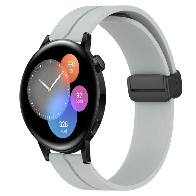 Bracelet de montre en silicone à fermoir magnétique de couleur unie de 22 mm, For Huawei Watch GT3 Pro 46mm, For Huawei Watch GT3 46mm, For Huawei Watch GT Runner, For Huawei Watch 3, For Huawei Watch 3 Pro, For Huawei GT2 Pro