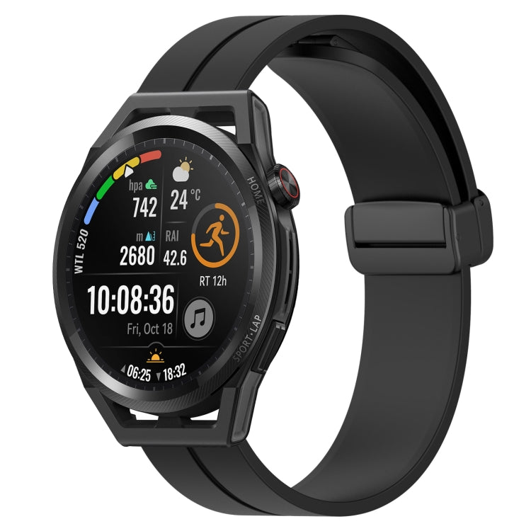 Bracelet de montre en silicone à fermoir magnétique de couleur unie de 22 mm, For Huawei Watch GT3 Pro 46mm, For Huawei Watch GT3 46mm, For Huawei Watch GT Runner, For Huawei Watch 3, For Huawei Watch 3 Pro, For Huawei GT2 Pro