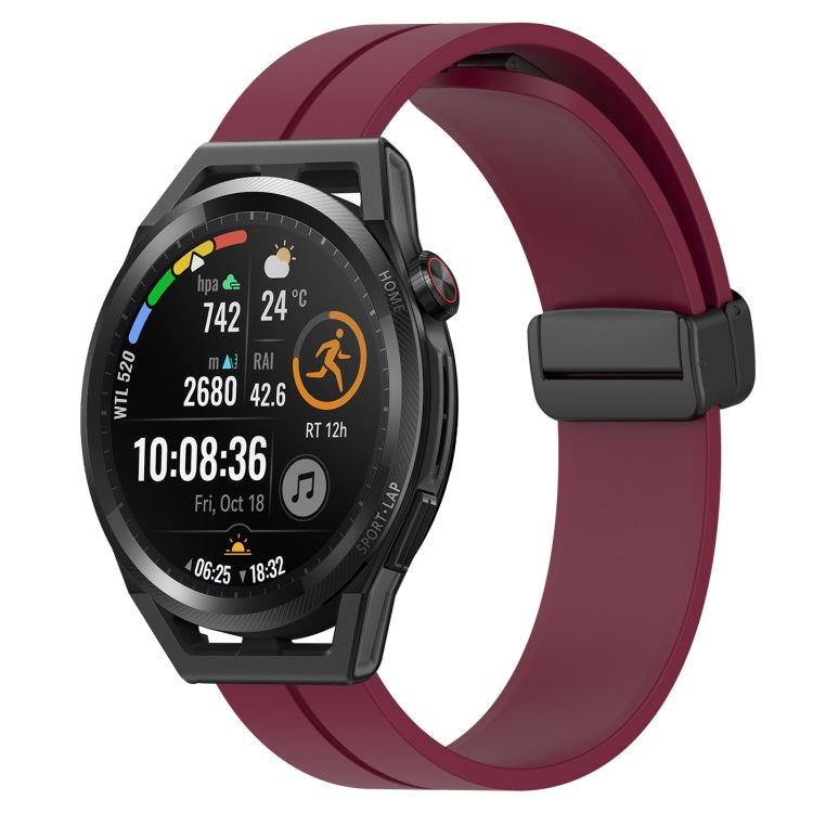 Bracelet de montre en silicone à fermoir magnétique de couleur unie de 22 mm, For Huawei Watch GT3 Pro 46mm, For Huawei Watch GT3 46mm, For Huawei Watch GT Runner, For Huawei Watch 3, For Huawei Watch 3 Pro, For Huawei GT2 Pro