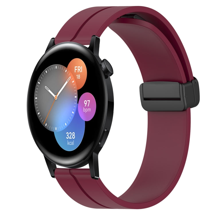 Bracelet de montre en silicone à fermoir magnétique de couleur unie de 22 mm, For Huawei Watch GT3 Pro 46mm, For Huawei Watch GT3 46mm, For Huawei Watch GT Runner, For Huawei Watch 3, For Huawei Watch 3 Pro, For Huawei GT2 Pro