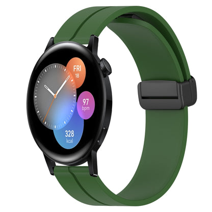 Bracelet de montre en silicone à fermoir magnétique de couleur unie de 22 mm, For Huawei Watch GT3 Pro 46mm, For Huawei Watch GT3 46mm, For Huawei Watch GT Runner, For Huawei Watch 3, For Huawei Watch 3 Pro, For Huawei GT2 Pro