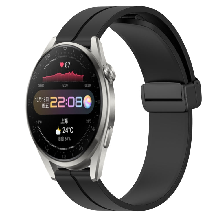 Bracelet de montre en silicone à fermoir magnétique de couleur unie de 22 mm, For Huawei Watch GT3 Pro 46mm, For Huawei Watch GT3 46mm, For Huawei Watch GT Runner, For Huawei Watch 3, For Huawei Watch 3 Pro, For Huawei GT2 Pro