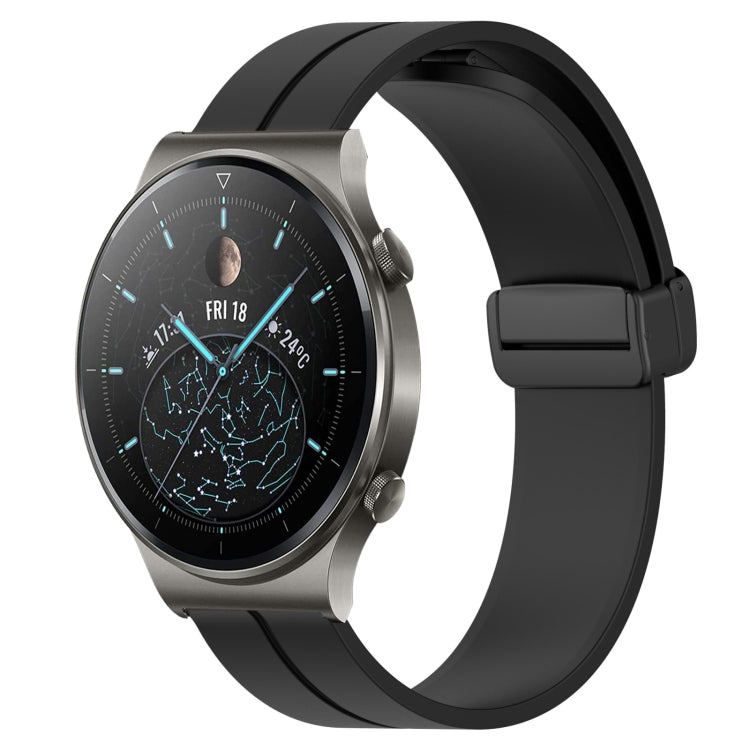Bracelet de montre en silicone à fermoir magnétique de couleur unie de 22 mm, For Huawei Watch GT3 Pro 46mm, For Huawei Watch GT3 46mm, For Huawei Watch GT Runner, For Huawei Watch 3, For Huawei Watch 3 Pro, For Huawei GT2 Pro