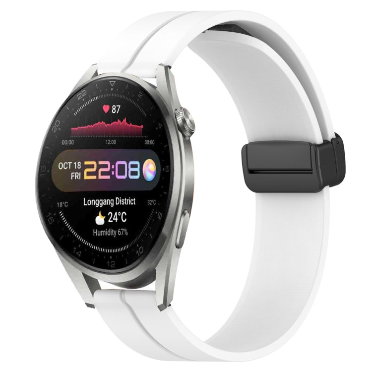 Bracelet de montre en silicone à fermoir magnétique de couleur unie de 22 mm, For Huawei Watch 3 Pro New