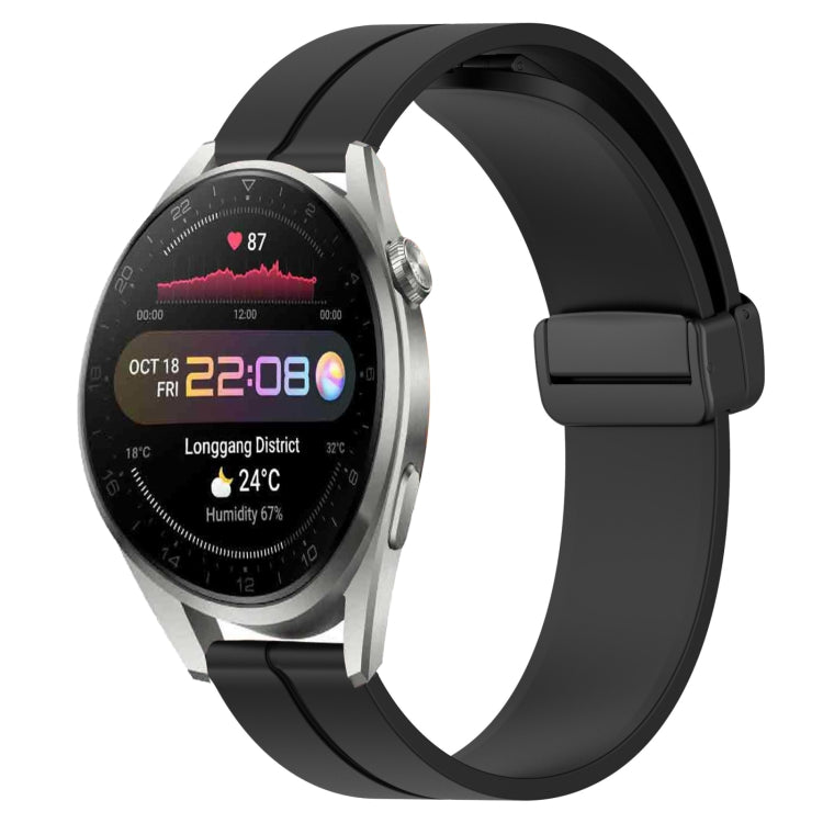 Bracelet de montre en silicone à fermoir magnétique de couleur unie de 22 mm, For Huawei Watch 3 Pro New