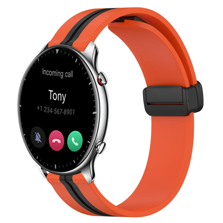 Bracelet de montre en silicone à fermoir magnétique pliant de 22 mm, For Amazfit GTR 4, For Amazfit GTR 3, For Amazfit GTR 3 Pro, For Amazfit GTR 2e, For Amazfit GTR 2, For Amazfit 3