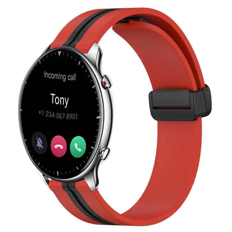 Bracelet de montre en silicone à fermoir magnétique pliant de 22 mm, For Amazfit GTR 4, For Amazfit GTR 3, For Amazfit GTR 3 Pro, For Amazfit GTR 2e, For Amazfit GTR 2, For Amazfit 3