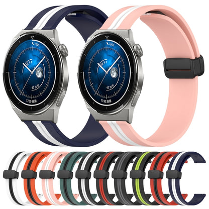 Bracelet de montre en silicone à fermoir magnétique pliant de 22 mm, For Huawei Watch GT3 Pro 46mm, For Huawei Watch GT3 46mm, For Huawei Watch GT Runner, For Huawei Watch 3, For Huawei Watch 3 Pro, For Huawei GT2 Pro