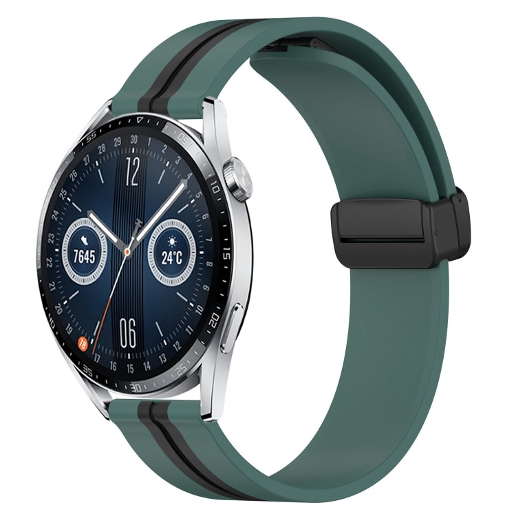 Bracelet de montre en silicone à fermoir magnétique pliant de 22 mm, For Huawei Watch GT3 Pro 46mm, For Huawei Watch GT3 46mm, For Huawei Watch GT Runner, For Huawei Watch 3, For Huawei Watch 3 Pro, For Huawei GT2 Pro