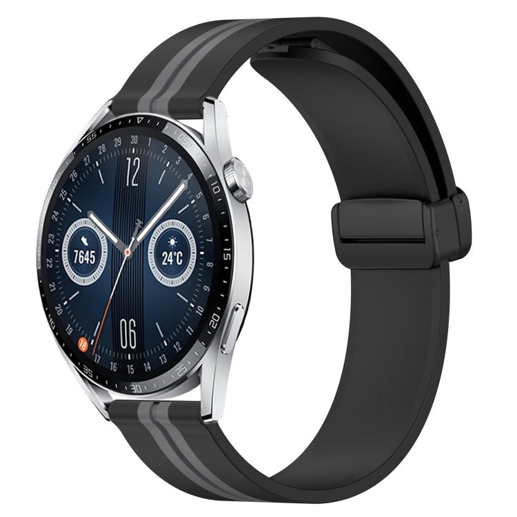 Bracelet de montre en silicone à fermoir magnétique pliant de 22 mm, For Huawei Watch GT3 Pro 46mm, For Huawei Watch GT3 46mm, For Huawei Watch GT Runner, For Huawei Watch 3, For Huawei Watch 3 Pro, For Huawei GT2 Pro