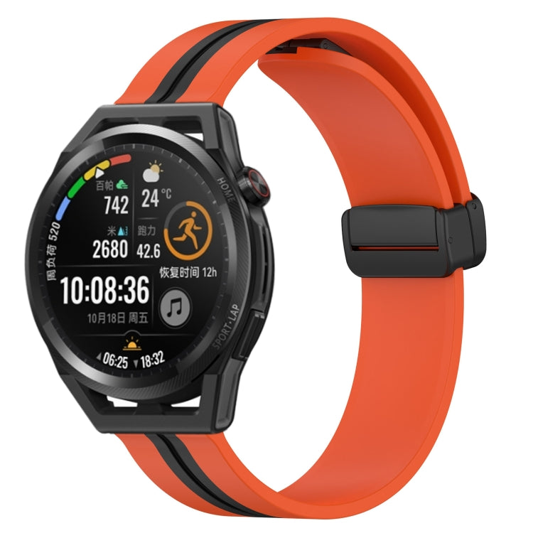 Bracelet de montre en silicone à fermoir magnétique pliant de 22 mm, For Huawei Watch GT3 Pro 46mm, For Huawei Watch GT3 46mm, For Huawei Watch GT Runner, For Huawei Watch 3, For Huawei Watch 3 Pro, For Huawei GT2 Pro