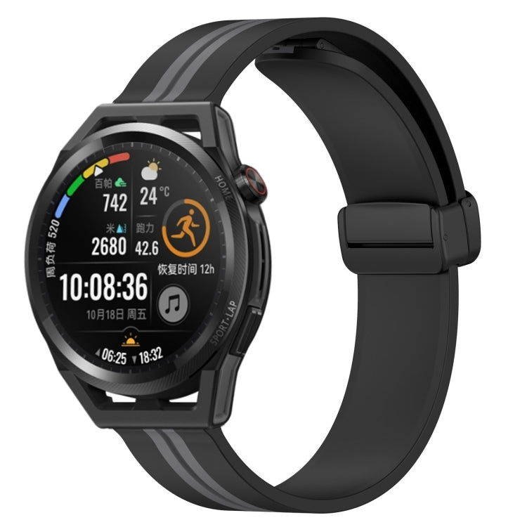 Bracelet de montre en silicone à fermoir magnétique pliant de 22 mm, For Huawei Watch GT3 Pro 46mm, For Huawei Watch GT3 46mm, For Huawei Watch GT Runner, For Huawei Watch 3, For Huawei Watch 3 Pro, For Huawei GT2 Pro