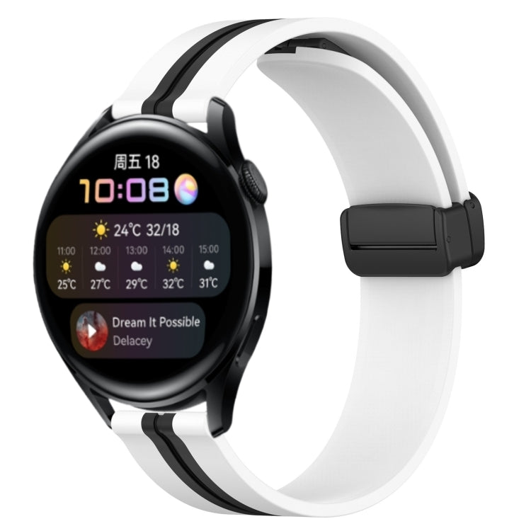 Bracelet de montre en silicone à fermoir magnétique pliant de 22 mm, For Huawei Watch GT3 Pro 46mm, For Huawei Watch GT3 46mm, For Huawei Watch GT Runner, For Huawei Watch 3, For Huawei Watch 3 Pro, For Huawei GT2 Pro