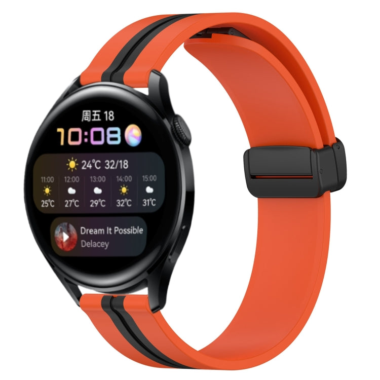 Bracelet de montre en silicone à fermoir magnétique pliant de 22 mm, For Huawei Watch GT3 Pro 46mm, For Huawei Watch GT3 46mm, For Huawei Watch GT Runner, For Huawei Watch 3, For Huawei Watch 3 Pro, For Huawei GT2 Pro