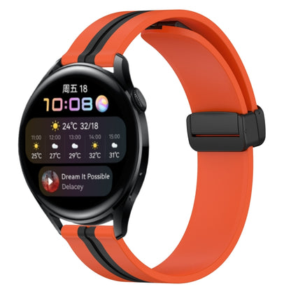 Bracelet de montre en silicone à fermoir magnétique pliant de 22 mm, For Huawei Watch GT3 Pro 46mm, For Huawei Watch GT3 46mm, For Huawei Watch GT Runner, For Huawei Watch 3, For Huawei Watch 3 Pro, For Huawei GT2 Pro