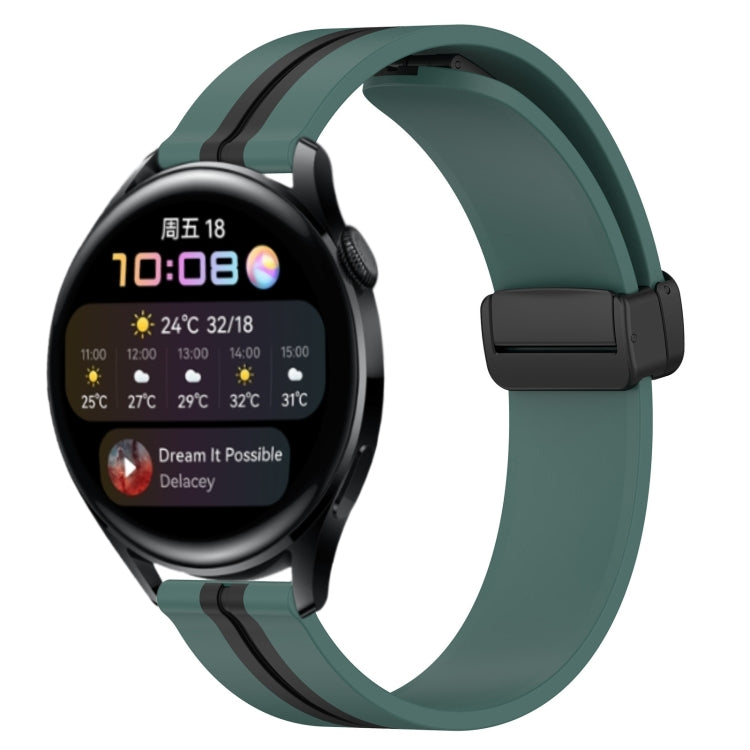 Bracelet de montre en silicone à fermoir magnétique pliant de 22 mm, For Huawei Watch GT3 Pro 46mm, For Huawei Watch GT3 46mm, For Huawei Watch GT Runner, For Huawei Watch 3, For Huawei Watch 3 Pro, For Huawei GT2 Pro