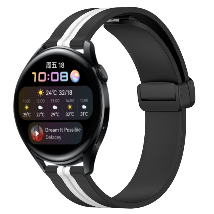 Bracelet de montre en silicone à fermoir magnétique pliant de 22 mm, For Huawei Watch GT3 Pro 46mm, For Huawei Watch GT3 46mm, For Huawei Watch GT Runner, For Huawei Watch 3, For Huawei Watch 3 Pro, For Huawei GT2 Pro