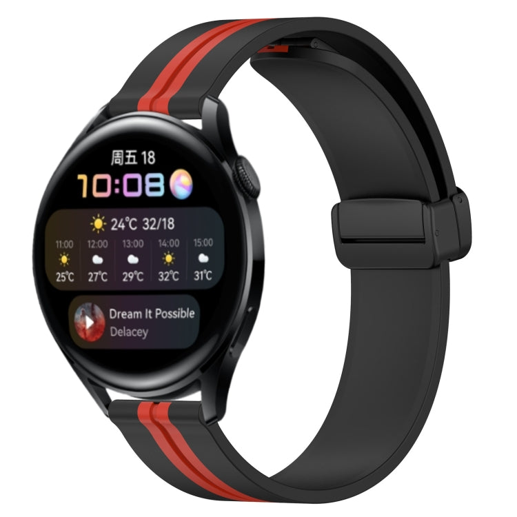Bracelet de montre en silicone à fermoir magnétique pliant de 22 mm, For Huawei Watch GT3 Pro 46mm, For Huawei Watch GT3 46mm, For Huawei Watch GT Runner, For Huawei Watch 3, For Huawei Watch 3 Pro, For Huawei GT2 Pro
