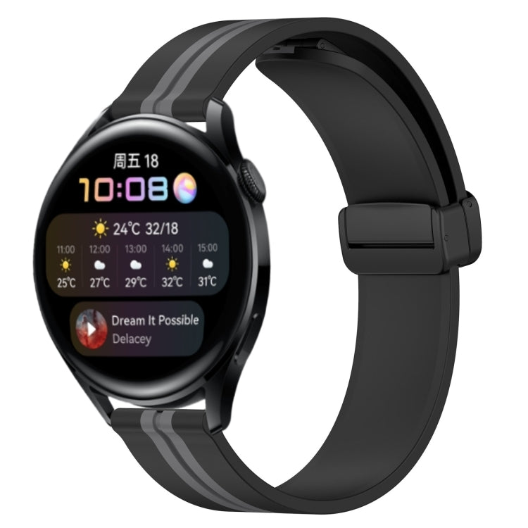 Bracelet de montre en silicone à fermoir magnétique pliant de 22 mm, For Huawei Watch GT3 Pro 46mm, For Huawei Watch GT3 46mm, For Huawei Watch GT Runner, For Huawei Watch 3, For Huawei Watch 3 Pro, For Huawei GT2 Pro