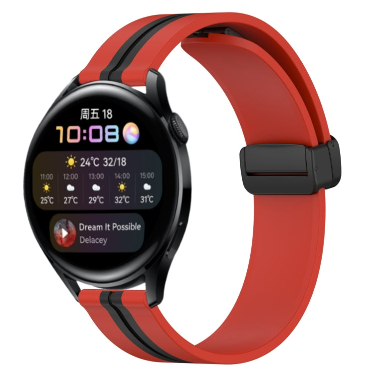 Bracelet de montre en silicone à fermoir magnétique pliant de 22 mm, For Huawei Watch GT3 Pro 46mm, For Huawei Watch GT3 46mm, For Huawei Watch GT Runner, For Huawei Watch 3, For Huawei Watch 3 Pro, For Huawei GT2 Pro