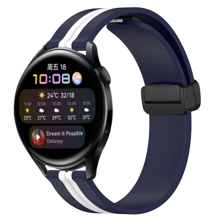 Bracelet de montre en silicone à fermoir magnétique pliant de 22 mm, For Huawei Watch GT3 Pro 46mm, For Huawei Watch GT3 46mm, For Huawei Watch GT Runner, For Huawei Watch 3, For Huawei Watch 3 Pro, For Huawei GT2 Pro