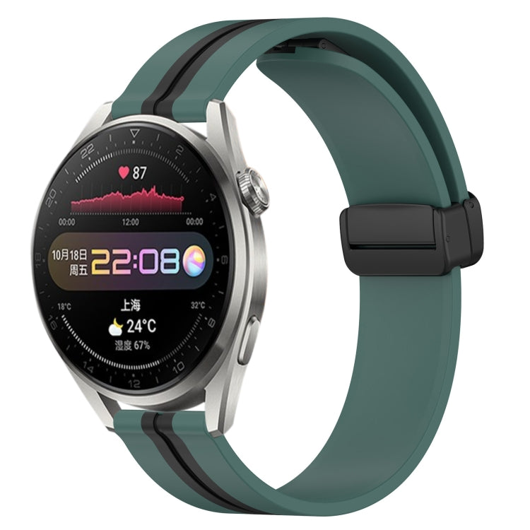 Bracelet de montre en silicone à fermoir magnétique pliant de 22 mm, For Huawei Watch GT3 Pro 46mm, For Huawei Watch GT3 46mm, For Huawei Watch GT Runner, For Huawei Watch 3, For Huawei Watch 3 Pro, For Huawei GT2 Pro