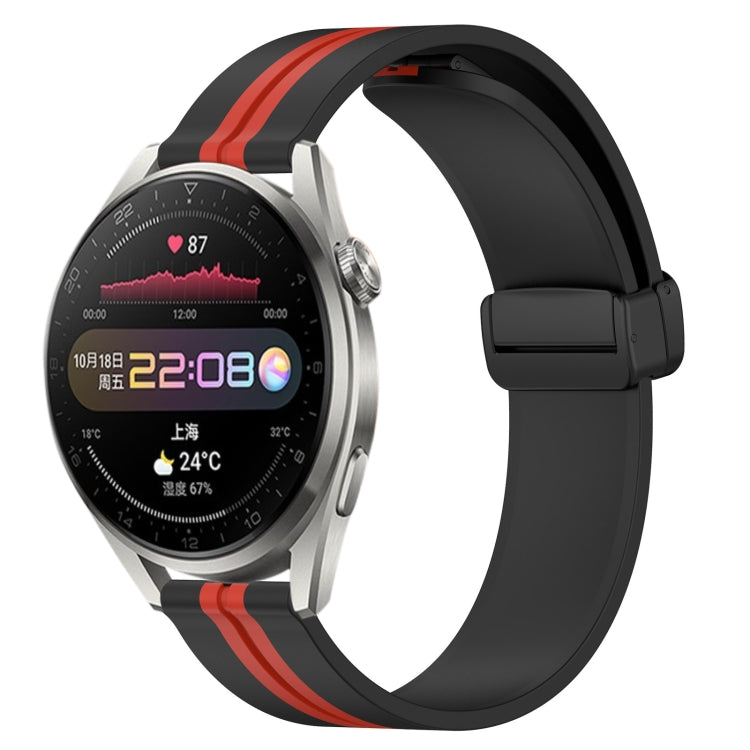 Bracelet de montre en silicone à fermoir magnétique pliant de 22 mm, For Huawei Watch GT3 Pro 46mm, For Huawei Watch GT3 46mm, For Huawei Watch GT Runner, For Huawei Watch 3, For Huawei Watch 3 Pro, For Huawei GT2 Pro
