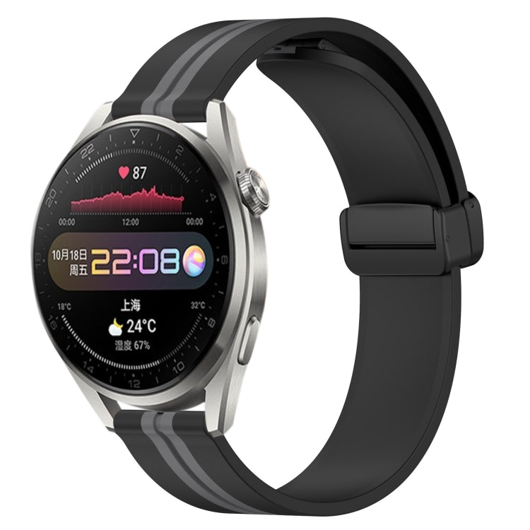 Bracelet de montre en silicone à fermoir magnétique pliant de 22 mm, For Huawei Watch GT3 Pro 46mm, For Huawei Watch GT3 46mm, For Huawei Watch GT Runner, For Huawei Watch 3, For Huawei Watch 3 Pro, For Huawei GT2 Pro