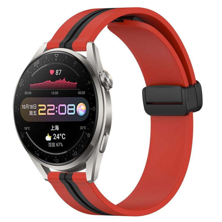 Bracelet de montre en silicone à fermoir magnétique pliant de 22 mm, For Huawei Watch GT3 Pro 46mm, For Huawei Watch GT3 46mm, For Huawei Watch GT Runner, For Huawei Watch 3, For Huawei Watch 3 Pro, For Huawei GT2 Pro