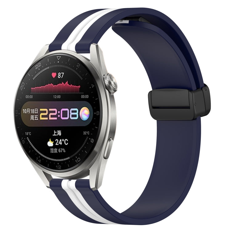 Bracelet de montre en silicone à fermoir magnétique pliant de 22 mm, For Huawei Watch GT3 Pro 46mm, For Huawei Watch GT3 46mm, For Huawei Watch GT Runner, For Huawei Watch 3, For Huawei Watch 3 Pro, For Huawei GT2 Pro
