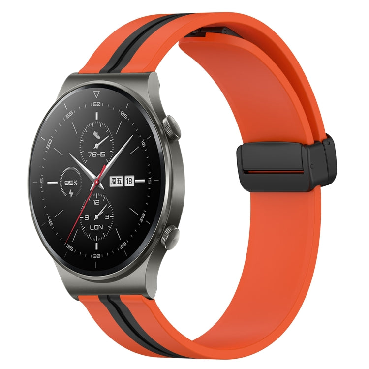 Bracelet de montre en silicone à fermoir magnétique pliant de 22 mm, For Huawei Watch GT3 Pro 46mm, For Huawei Watch GT3 46mm, For Huawei Watch GT Runner, For Huawei Watch 3, For Huawei Watch 3 Pro, For Huawei GT2 Pro