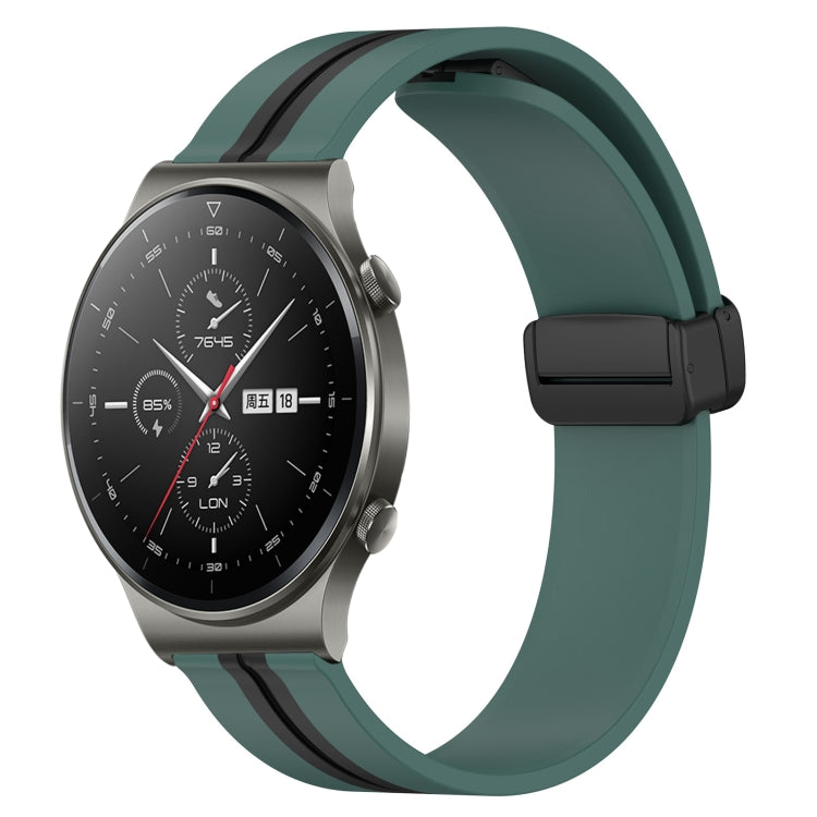 Bracelet de montre en silicone à fermoir magnétique pliant de 22 mm, For Huawei Watch GT3 Pro 46mm, For Huawei Watch GT3 46mm, For Huawei Watch GT Runner, For Huawei Watch 3, For Huawei Watch 3 Pro, For Huawei GT2 Pro