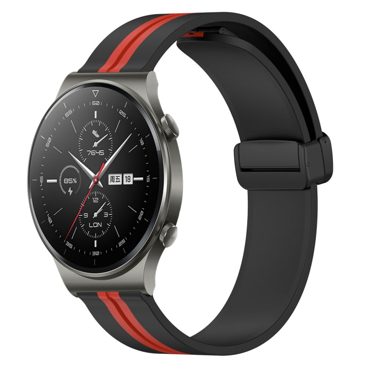 Bracelet de montre en silicone à fermoir magnétique pliant de 22 mm, For Huawei Watch GT3 Pro 46mm, For Huawei Watch GT3 46mm, For Huawei Watch GT Runner, For Huawei Watch 3, For Huawei Watch 3 Pro, For Huawei GT2 Pro
