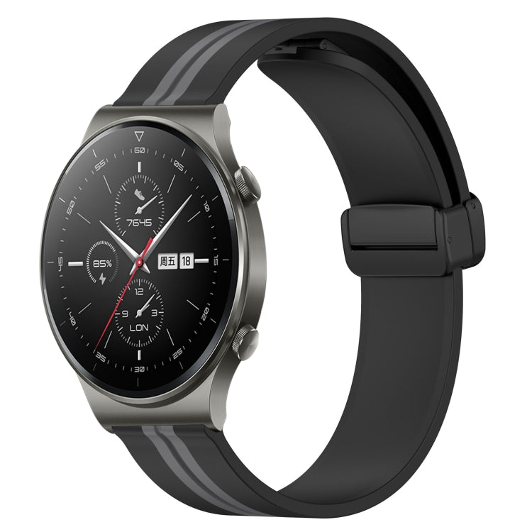 Bracelet de montre en silicone à fermoir magnétique pliant de 22 mm, For Huawei Watch GT3 Pro 46mm, For Huawei Watch GT3 46mm, For Huawei Watch GT Runner, For Huawei Watch 3, For Huawei Watch 3 Pro, For Huawei GT2 Pro