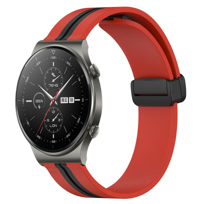 Bracelet de montre en silicone à fermoir magnétique pliant de 22 mm, For Huawei Watch GT3 Pro 46mm, For Huawei Watch GT3 46mm, For Huawei Watch GT Runner, For Huawei Watch 3, For Huawei Watch 3 Pro, For Huawei GT2 Pro